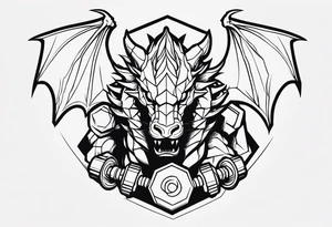 Dragon hexagonal dumbbell tattoo idea