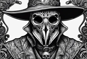 dark fantasy plague doctor skull tattoo idea