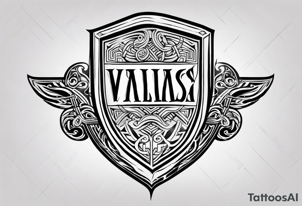 Valhalla viking gods shield hatchet sword tattoo idea