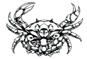 A king crab with baby’s around tattoo idea