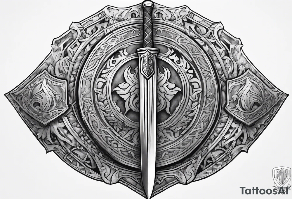 Valhalla shield fire sword tattoo idea