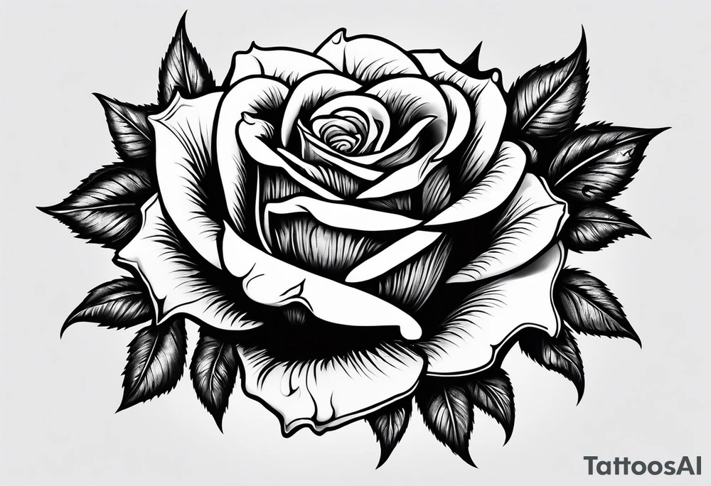 Rose in vampire teeth tattoo idea
