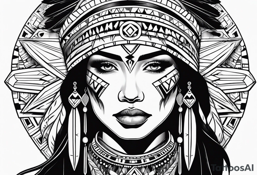 Native American woman tattoo idea
