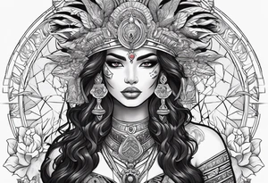 kali, alien goddess, valkrye, pirate, zen, pachamama, lotus, blank panther, eagle, skull, 5D, nueva gaya tattoo idea