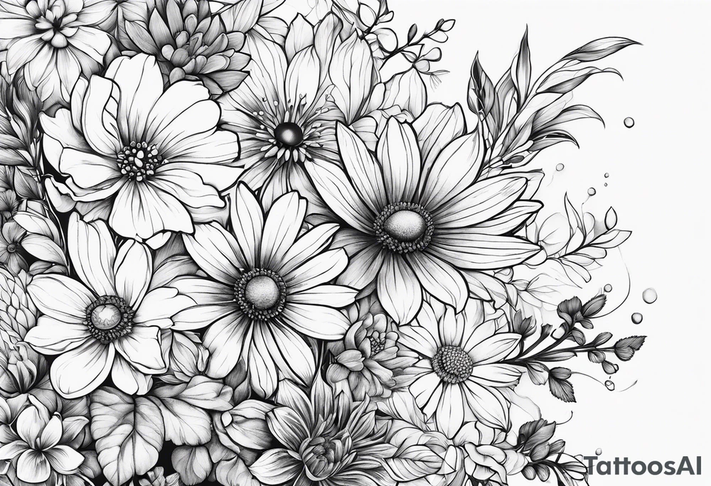 Wildflowers, smaller, vertical tattoo idea