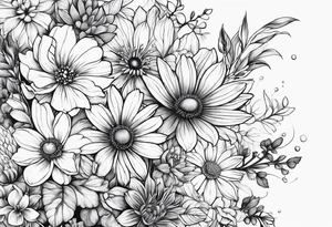 Wildflowers, smaller, vertical tattoo idea