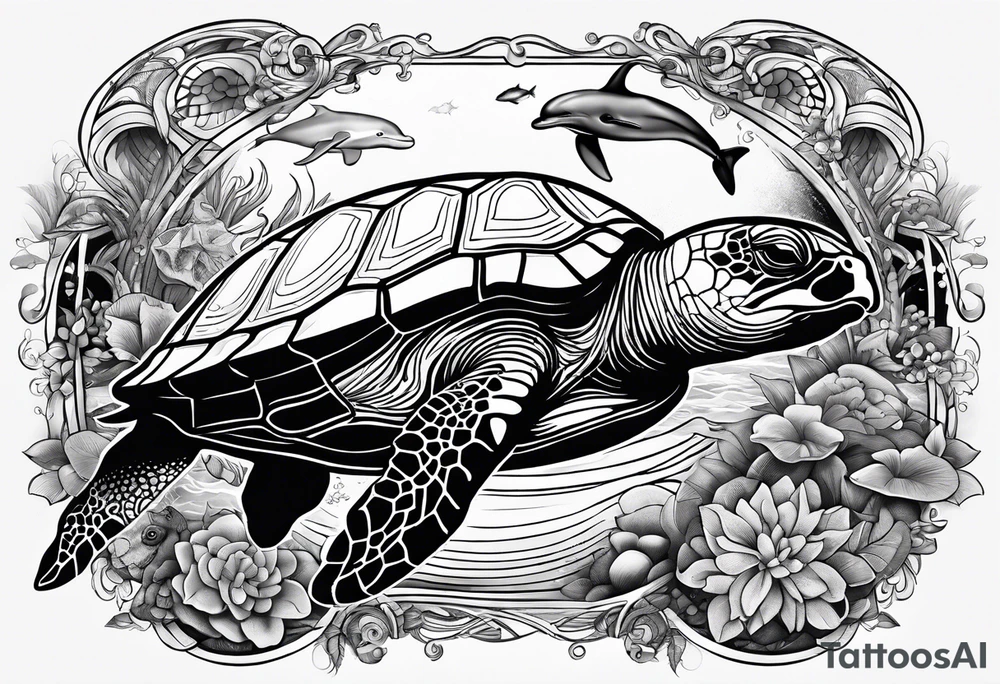 Add a turtle a manatee and a dolphin tattoo idea