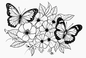 flowers and butterflies tattoo idea