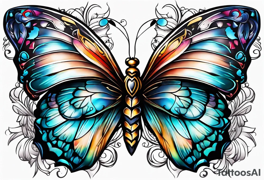 Half butterfly with one Angel wing tattoo idea