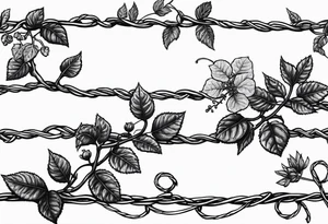poison oak vines wrapped around barbed wire in a straight line tattoo idea