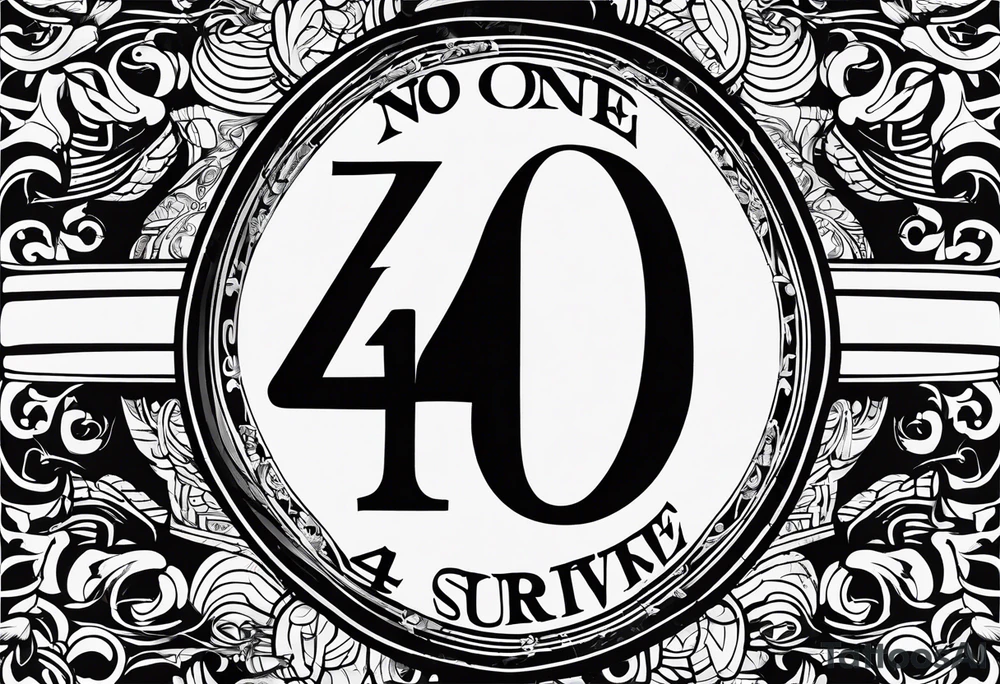 The number 44, around it the text “no one survive” tattoo idea
