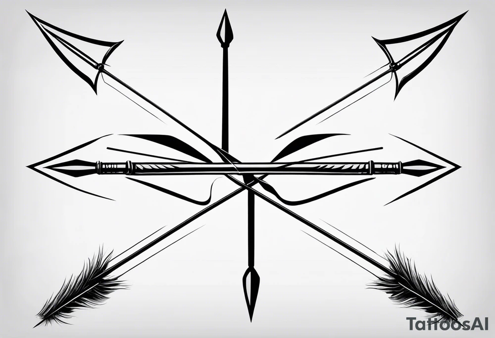 A loaded bow with 2 arrows. simplistic, minimalist and clean, even abstract. no people. very few lines. keep it simple tattoo idea
