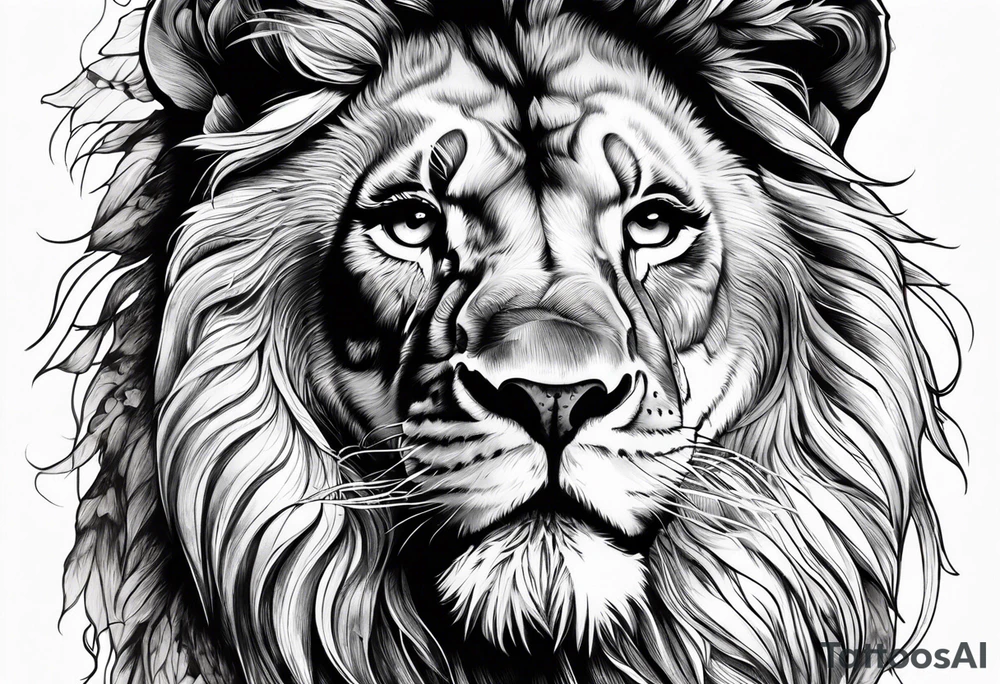 Half lion face and sport tattoo idea