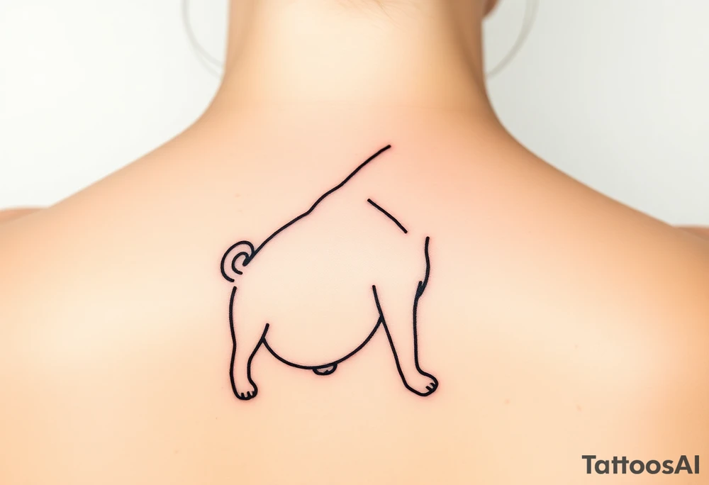 Small pug outline from behind tattoo idea