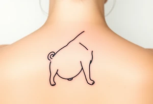 Small pug outline from behind tattoo idea