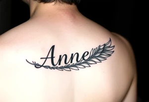 the name Anne in a phoenix feather tattoo idea