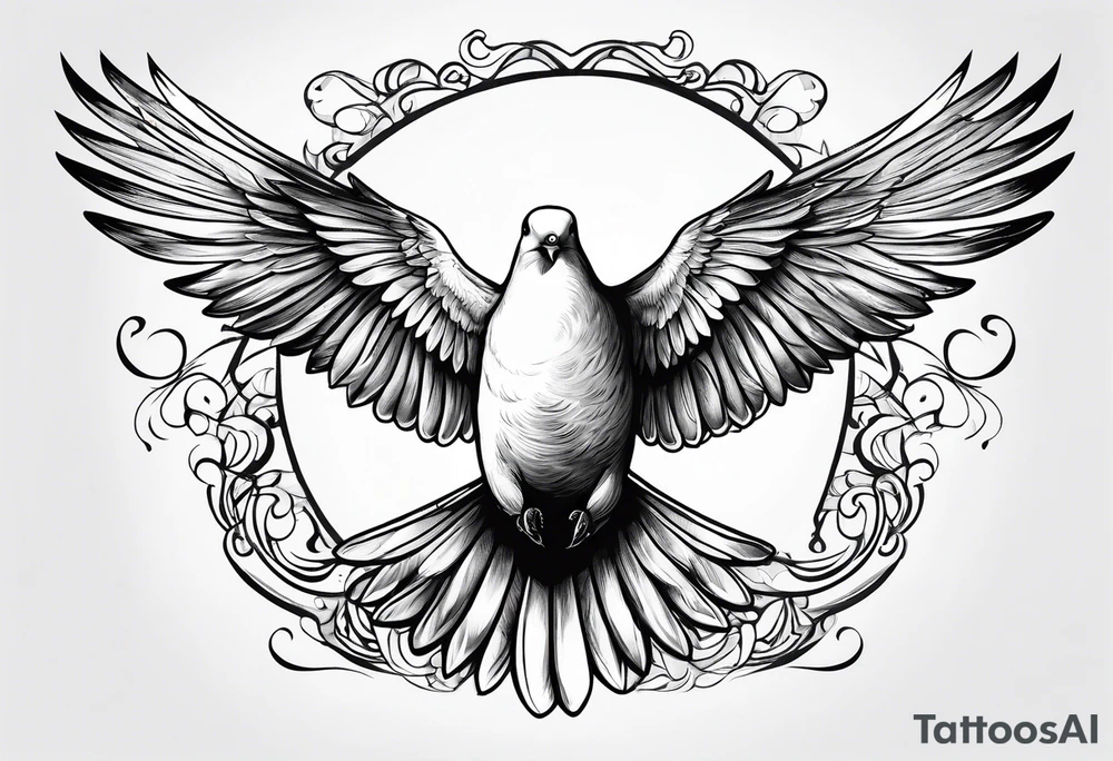 Dove flying horizontally tattoo idea
