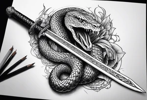 Snake wrapped sword tattoo idea