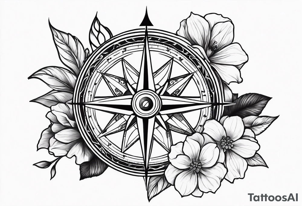 Flowers. Compass. tattoo idea