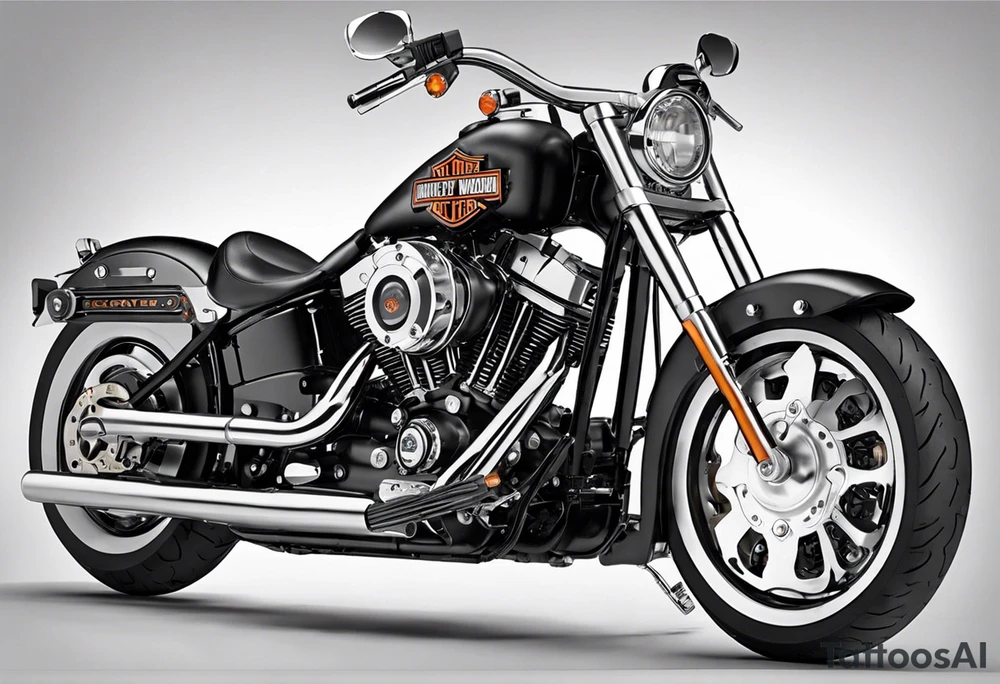 Create a tattoo for a man's chest featuring two cylinder heads (motorcycle engine like a Harley Davidson). The cylinder heads should be partially in cross-section to reveal the pistons, piston rods, valves, and cams. Additionally, part of the engine with the crankshaft should also be in cross-section. You might add a spark or flames to one cylinder (simulating the explosion phase) and perhaps the exhaust phase to the other. Try to prepare the background for potential extension of the tattoo. tattoo idea