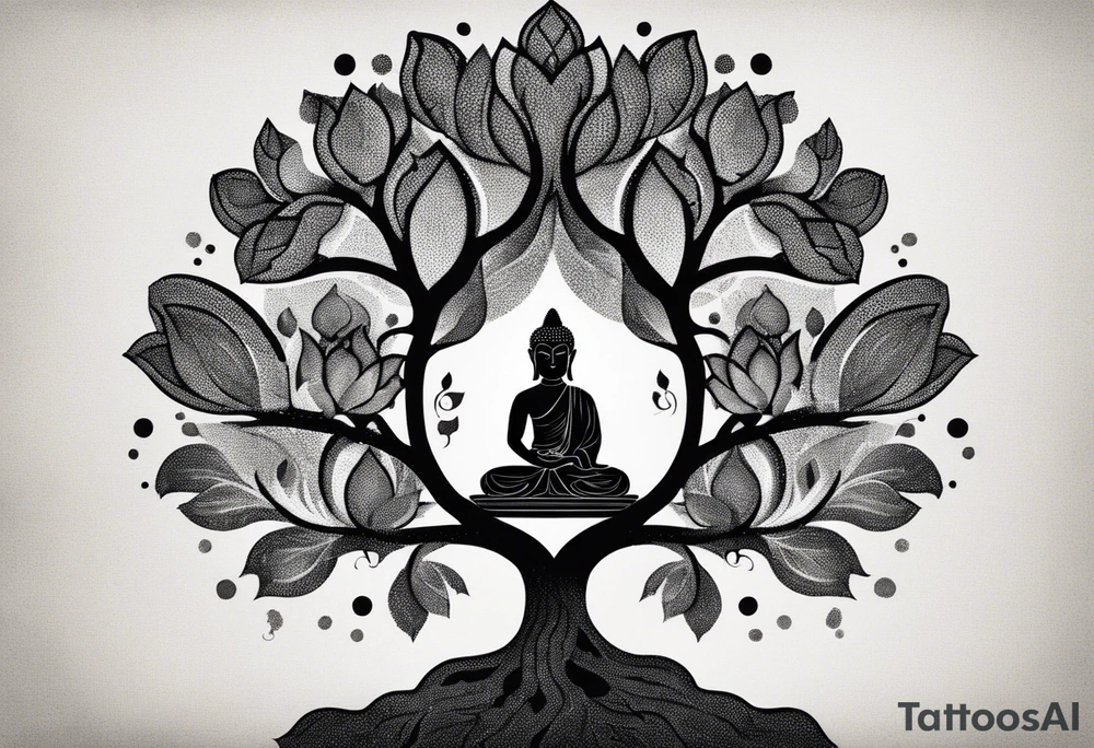 Tree of life, lotus, buddha tattoo idea