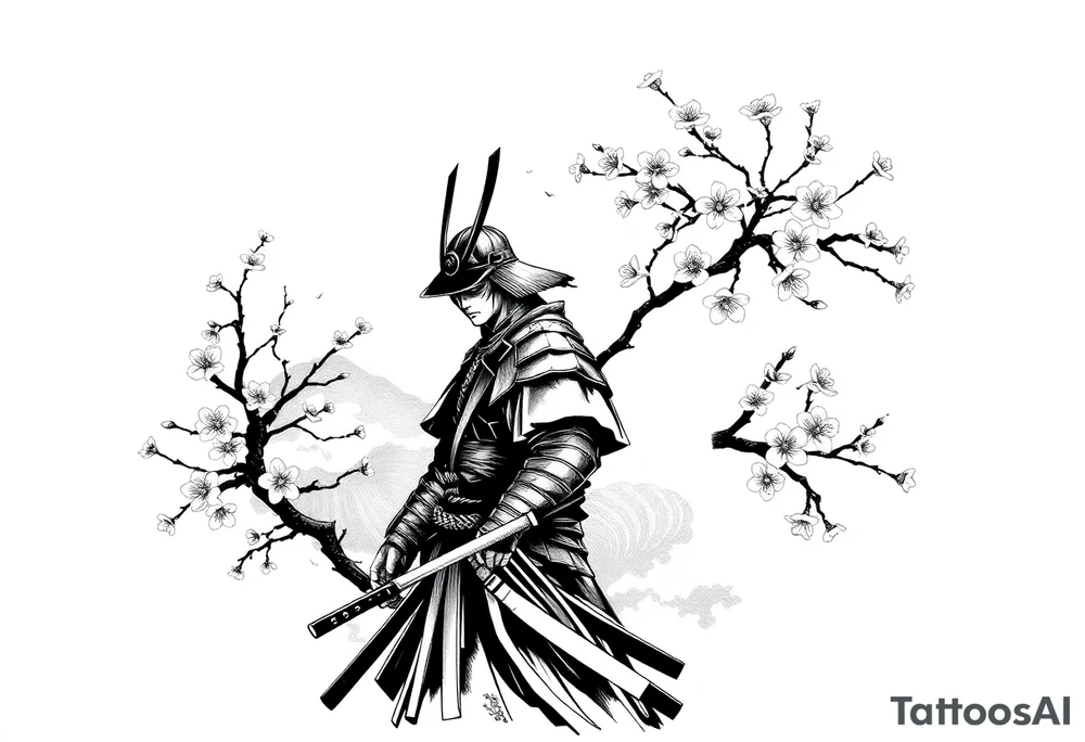 noble samurai warrior silhouette at sunset with cherry blossoms tattoo idea noble samurai warrior silhouette at sunset with cherry blossoms tattoo idea