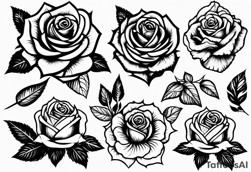Variety rosebrains flash sheet tattoo idea