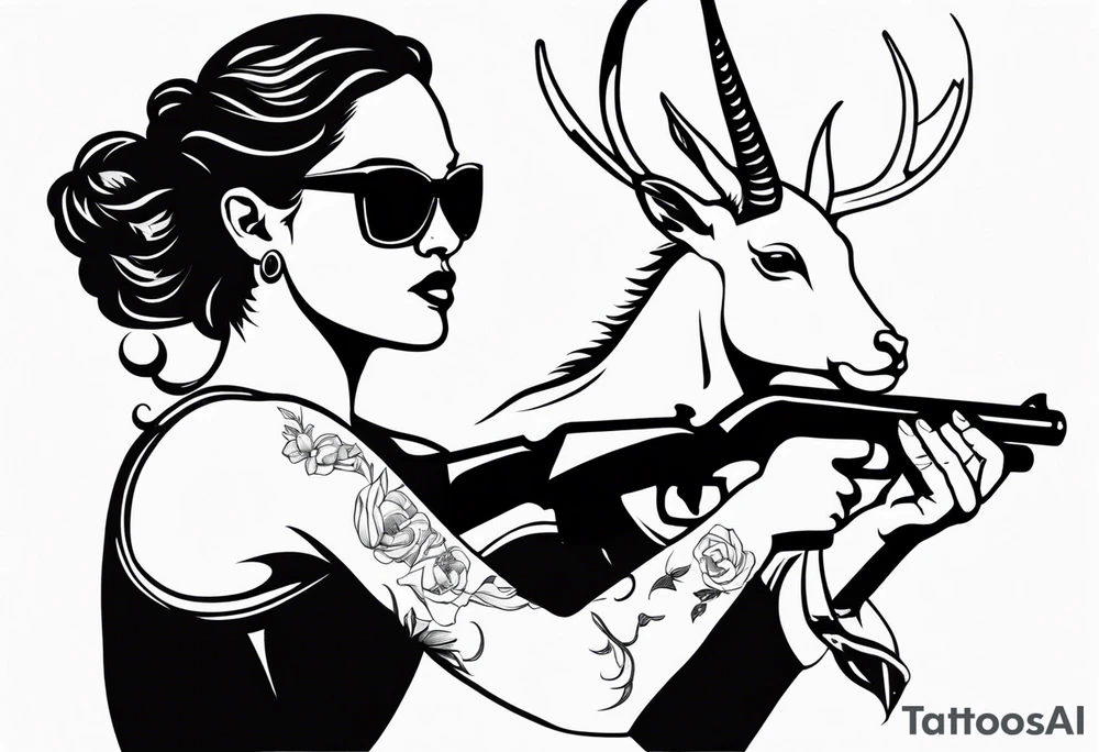 capricorn with sunglasses and shotgun tattoo idea