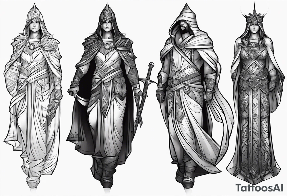 Justicia Standing with covered easy tattoo idea