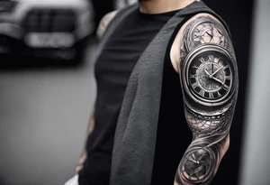 value of time 
for men 
sleeve tattoo idea