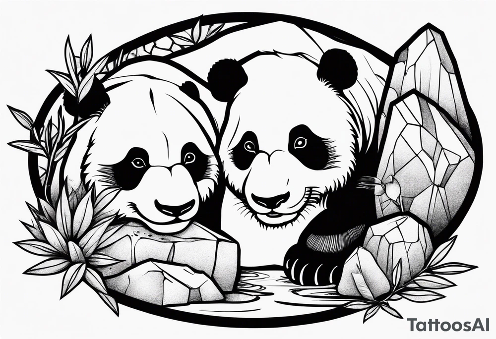 panda and rocks tattoo idea
