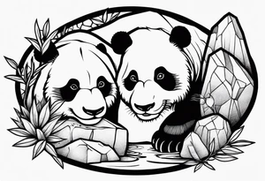 panda and rocks tattoo idea