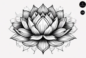 lotus flower with thin lines masculine design tattoo idea