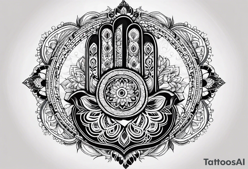 Hamsa hand, tree of life, infinity, chakras, lotus, mandala tattoo idea