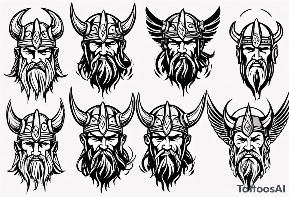 Viking face with wings tattoo idea
