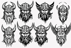 Viking face with wings tattoo idea