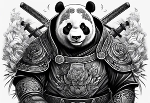 panda samurai, full panda body tattoo idea