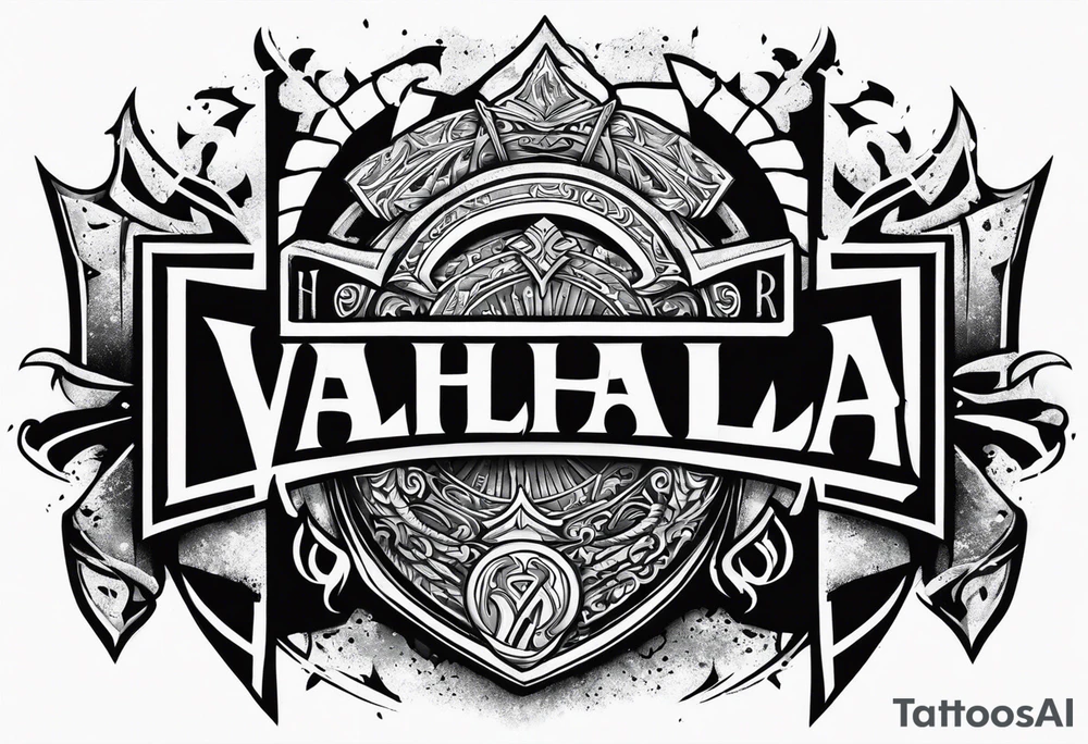 Valhalla stairs sword shield tattoo idea