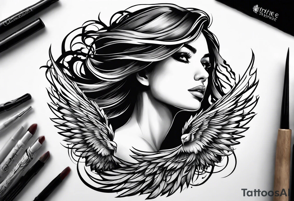 Like a phoenix rising from ashes, a woman who's has been through pain and now finding her strength tattoo idea