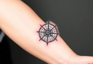 Compass wrapped in a spider web tattoo idea
