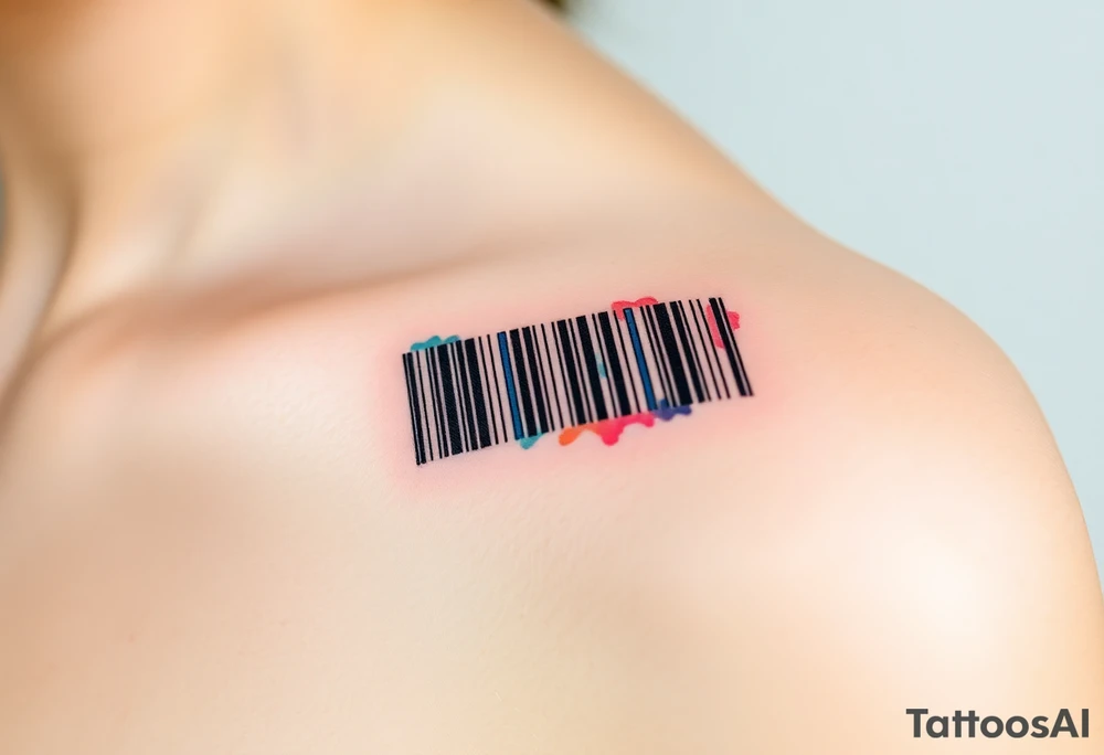 A barcode where the lines glitch and distort at the edges, symbolizing a love that breaks traditional codes. tattoo idea