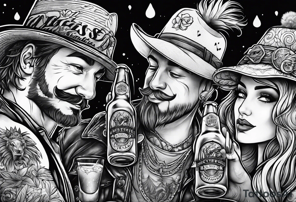 friends drinking beers tattoo idea
