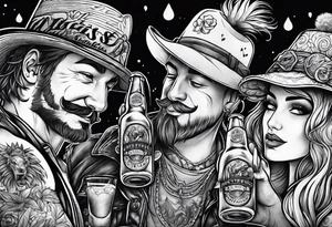 friends drinking beers tattoo idea