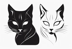 Two cat silhouettes. One gray and one fully black tattoo idea