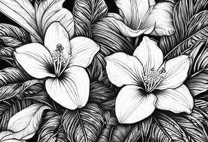 three trilliums, sword fern, name, tattoo idea