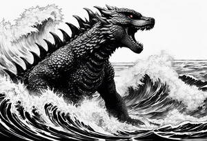 1995 Godzilla in the ocean tattoo idea