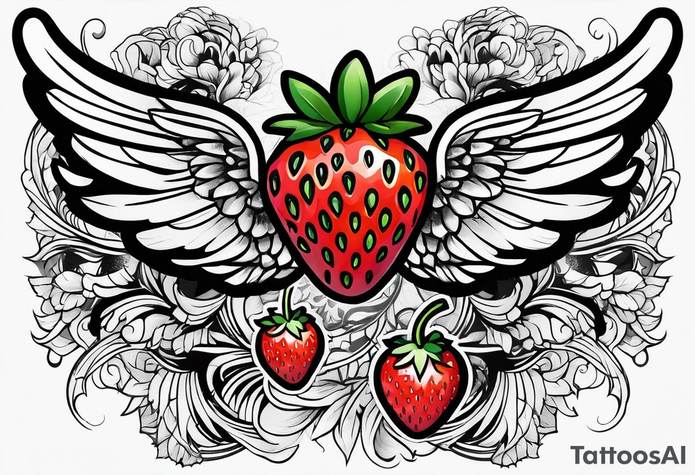 A Strawberry with wings tattoo idea