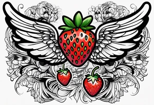 A Strawberry with wings tattoo idea
