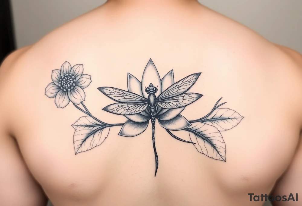 Lotus flower and dragonfly tattoo idea