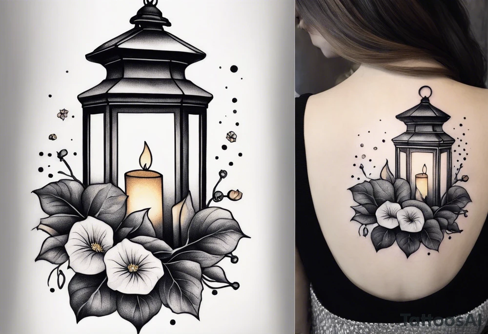 Lantern with Morning Glories tattoo idea